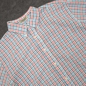 LL Bean Traditional Fit Short Sleeve Plaid Button Down‎ Shirt Men's L REG